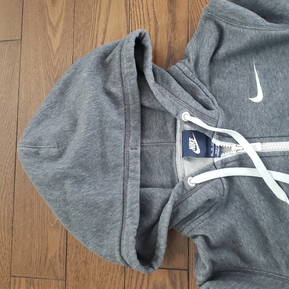 Nike Heather Gray Full Zip Hoodie with White Accents Size XS - Picture 3 of 10